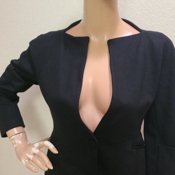 MM. LAFLEUR STRETCH KNIT CROPPED FITTED BLAZER JACKET SCULPTED CUTAWAY NECK sz 2 - Picture 2 of 6